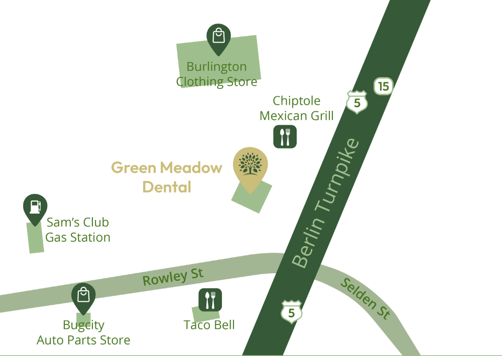 map showing Green Meadow Dental office location